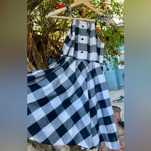 Vintage Black & White Gingham Sleeveless Dress